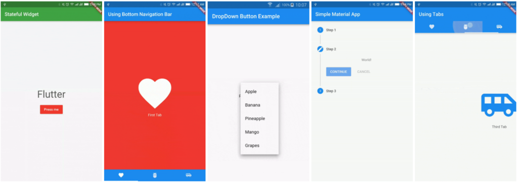 Simple basic isolated apps, for budding flutter devs.
