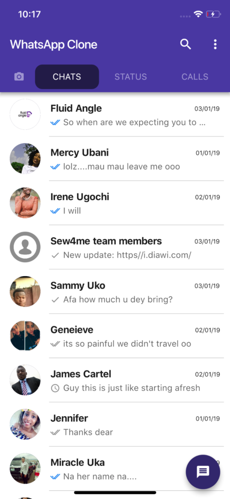WhatsApp Clone with a few UI changes using flutter
