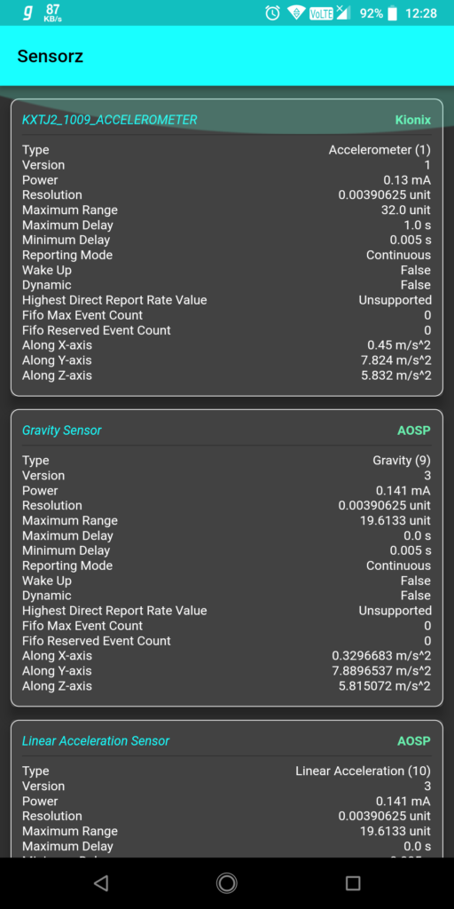A Simple Flutter Android App, which displays Sensor Data