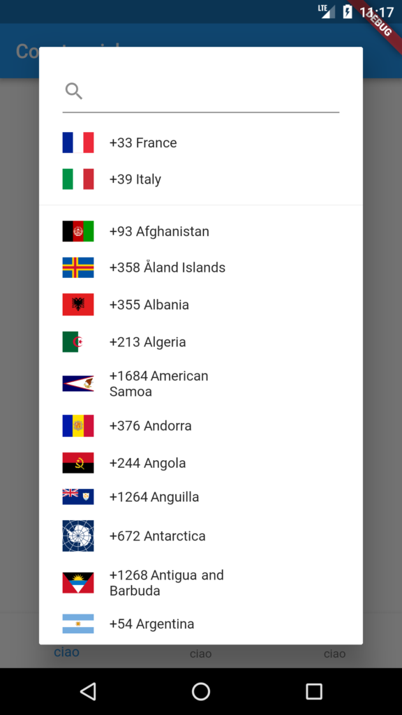 A flutter package for showing a country code selector